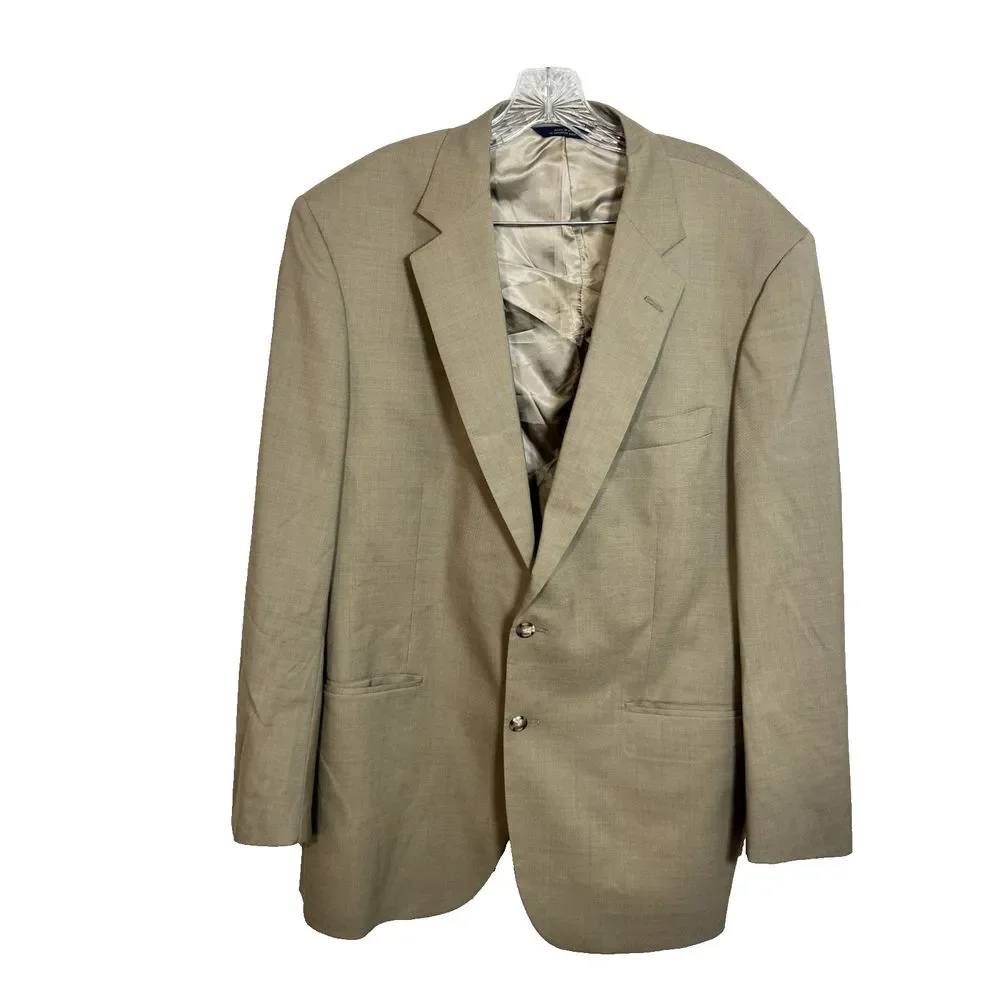 Brooks Brothers Brooksease‎ Mens 100% Wool Beige Blazer Size 45